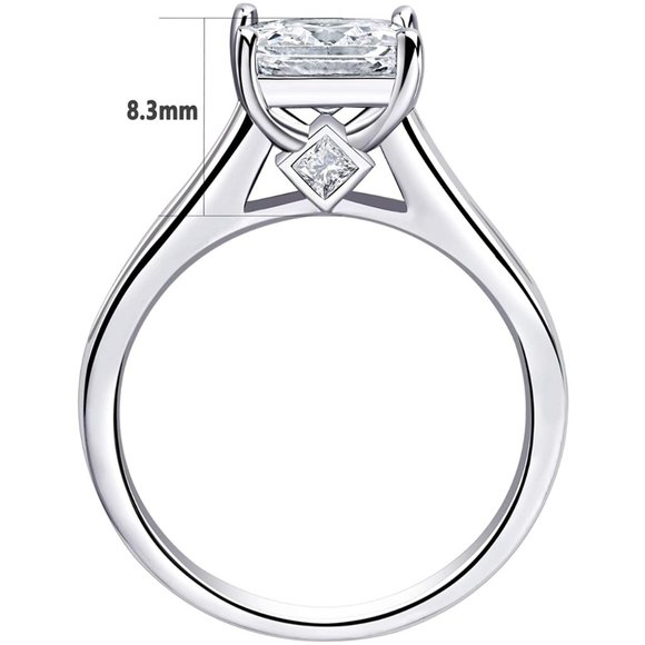 ๐ 1.8ctw CZ Princess Cut Set โ 925 Sterling Silver ๐ - Picture 3 of 6